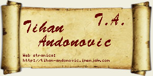 Tihan Andonović vizit kartica